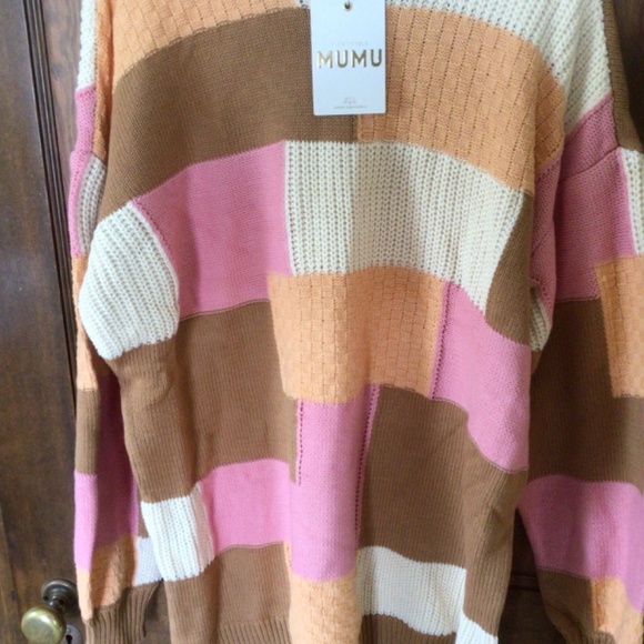 Last One Show Me Your MuMu Ember Tunic Sweater in Uneven Patchwork Knit various - Picture 7 of 9